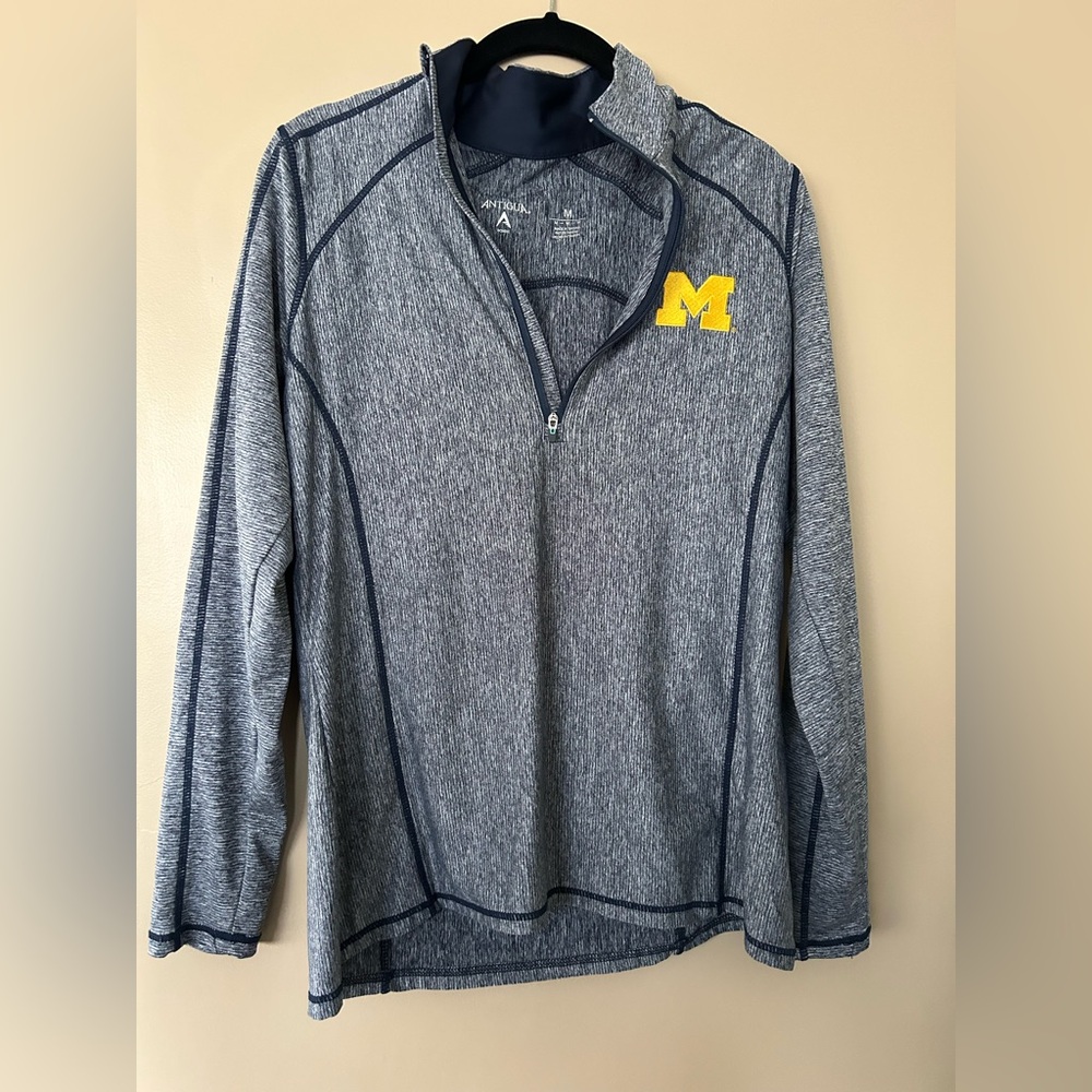 Antigua Heathered Gray University of Michigan Wolverines Quarter-Zip Pullover